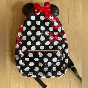 Disney Parks Minnie Mouse Ears & Bow Sequin Polka Dot Color Change Backpack Bag